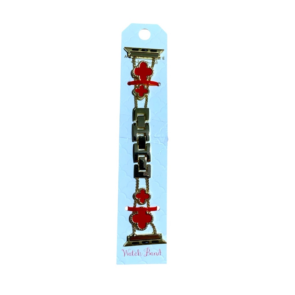 Altar’d State Red & Gold tone Clover Apple Watch Band 38/40 NWT